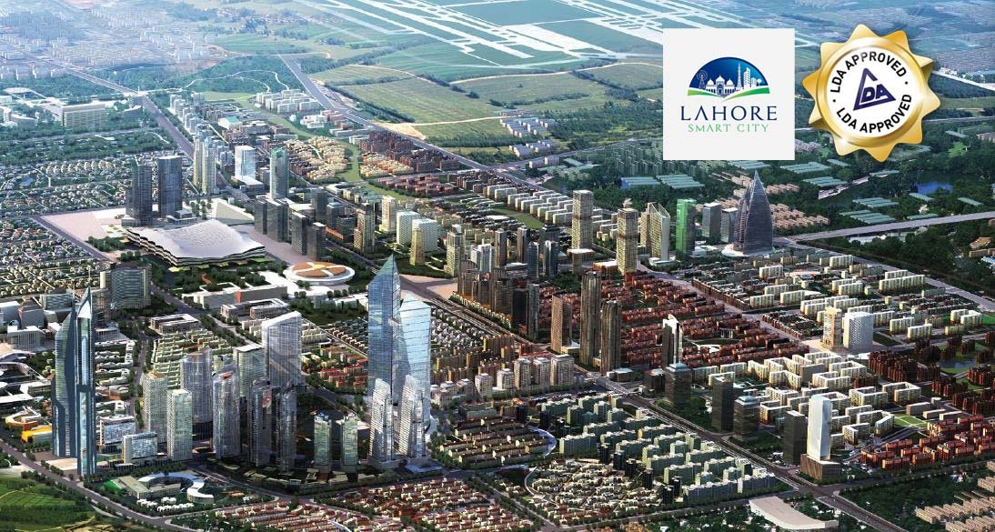 Aerial view of Lahore Smart City, an LDA-approved housing society on Lahore Bypass near Kala Shah Kaku